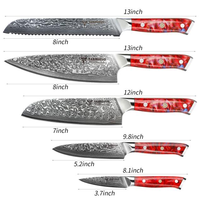 SANMUZUO Chef Cooking Knives Set- Kitchen Knife Set of 5