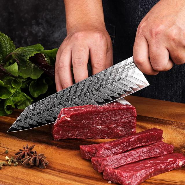 KEEMAKE 包丁 牛刀 ダマスカス包丁 210mm ステンレス 両刃 食洗機対応 万能包丁 野菜 肉 魚 プレゼント 家庭用 人気ランキング 調理用品_7