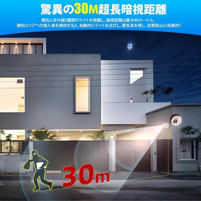 【強化版800万画質・夜間カラー撮影】KEOYEE 防犯カメラ 屋外 監視カメラ POE有線 800万画素PTZ 360度広角撮影カメラ 全方位監視 動体検_4