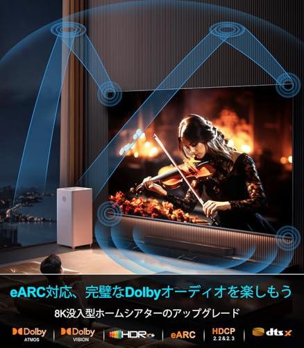 Sniokco 8K HDMI 2.1ケーブル 10M、48Gbps高速HDMI?ケーブル、0.01ms、4K 240Hz / 165Hz / 120Hz、8K 60Hz、eARC、Netflix、HDCP 2.3 / 2