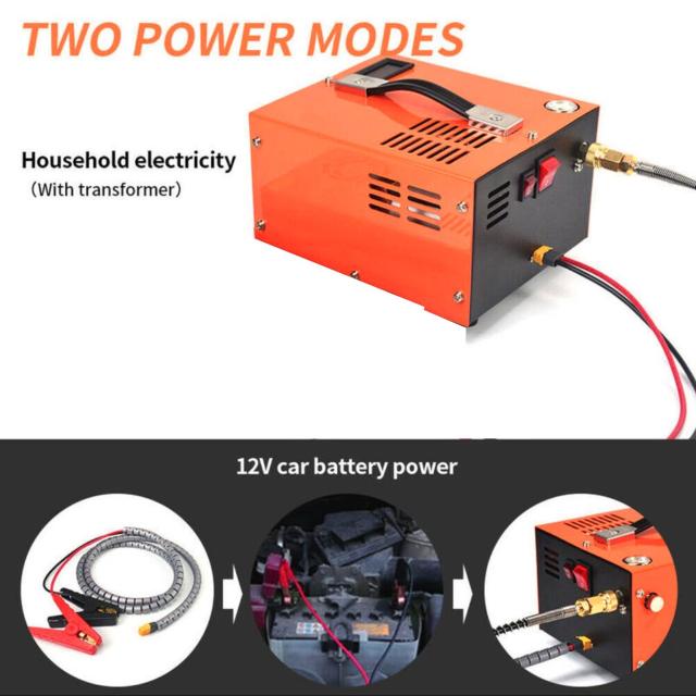 PCP エアーコンプレッサー 4500psi / 30MPa DC 12V 高圧エアーコンプレッサーポンプ コンバーター内蔵 ペイントボールガンやHPAタンクな