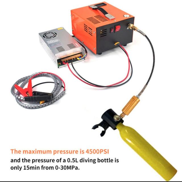 PCP エアーコンプレッサー 4500psi / 30MPa DC 12V 高圧エアーコンプレッサーポンプ コンバーター内蔵 ペイントボールガンやHPAタンクな