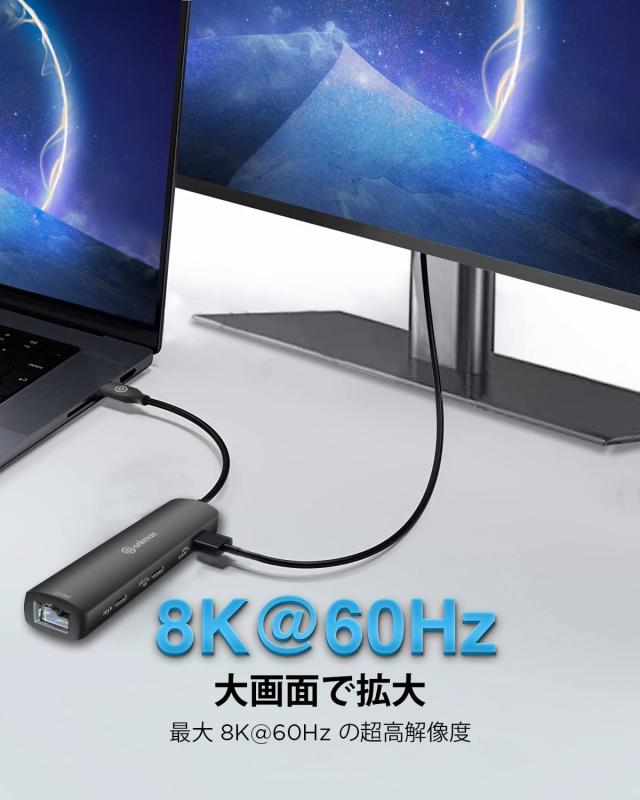 Ankmax USB Cハブ P64HG2 (USB4、6in1) マルチポートアダプタ、8K@60Hz HDMI、10Gbps USB-A ＆ USB-C データポート、2.5G Ethernetポート_2