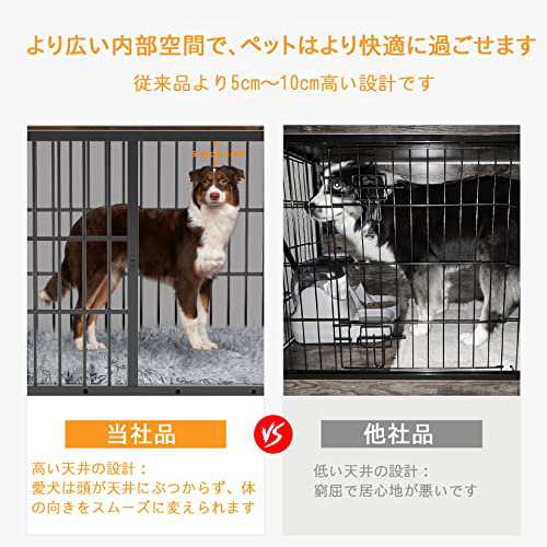 BingoPaw 犬用ケージ 屋根付き 大型犬 中型犬 2匹小型犬 黒 頑丈 トレー付き 犬ケージサークル 室内 犬小屋 木製 おしゃれ ペットケージ  ｜au PAY マーケット