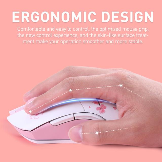DAREU ゲーミングマウス 無線 桜色/ピンク ワイヤレス2.4G/有線USB接続可能 軽量85g 可愛いサクラ 人間工学 12000DPI 充電ドック付き プ_4