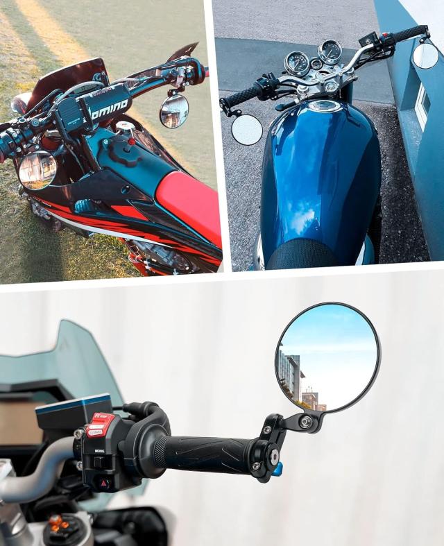 KEMIMOTO バーエンドミラー バイク 左右セット バイクミラー 丸型 車検