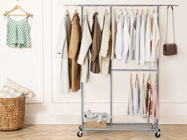 耐荷重150kg ハンガーラック 185cm シルバーラック洋服かけ物干し