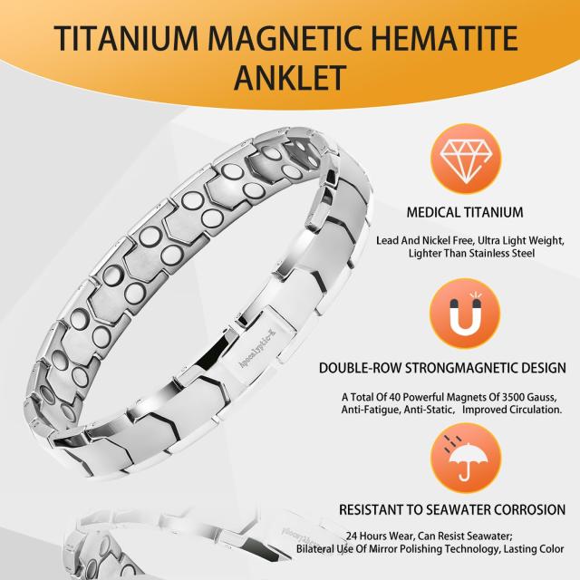 Apocalyptic-K] メンズ磁気アンクレット，純チタン（ライト