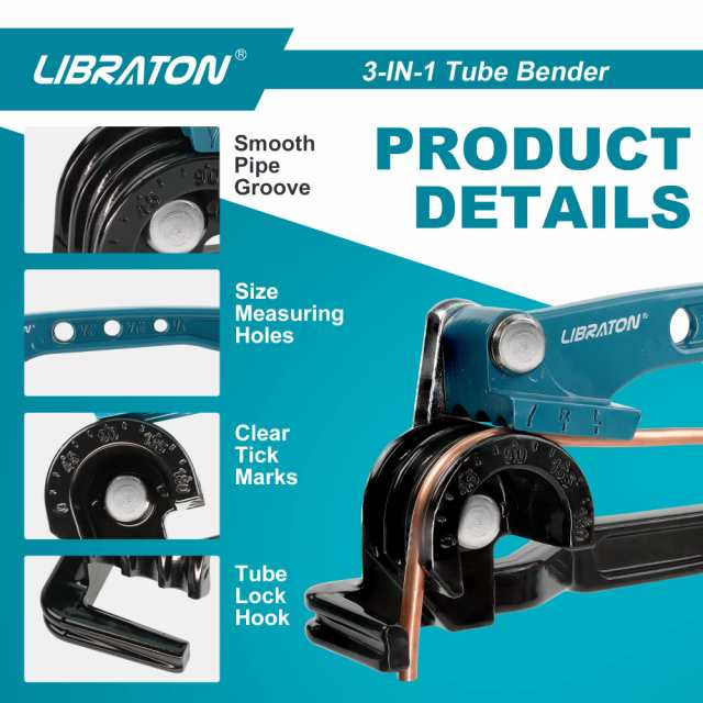 LIBRATON パイプベンダー 銅管ベンダー 1/4” 5/16” 3/8” 軟質金属パイプ用ベンダー 180度曲げ可能 エアコン配管工具 銅 真鍮  アルミ の通販はau PAY マーケット - Ｅ４Ｌｉｆｅ | au PAY マーケット－通販サイト