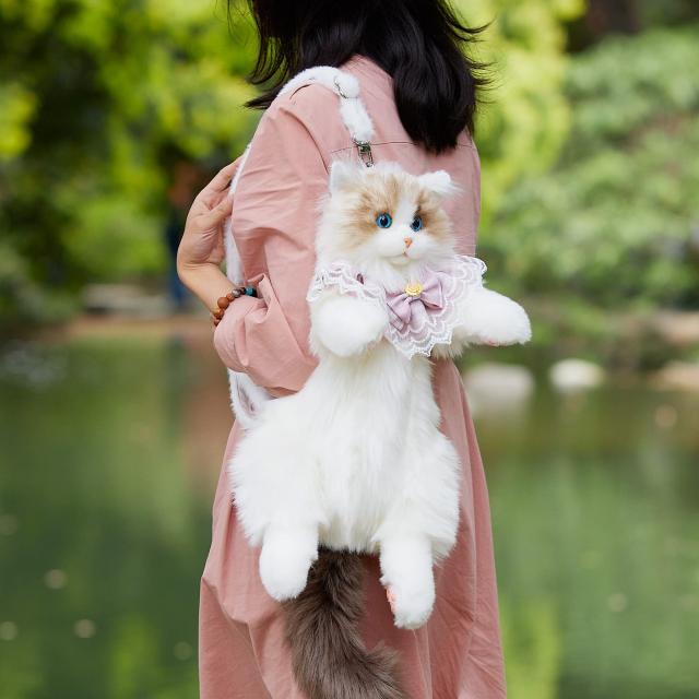 Chongker ハンドメイド リアルな猫型リュック 猫のぬいぐるみペット