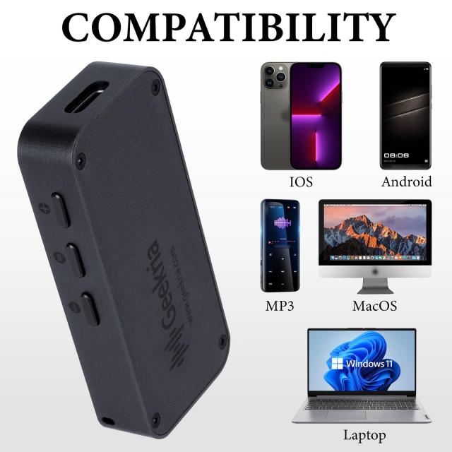 Geekria USB-C ポータブル ヘッドフォン アンプ、4.4mm バランス出力および 3.5mm ステレオ出力、Mini Hi-Fi DAC デュアル チップ CS4313
