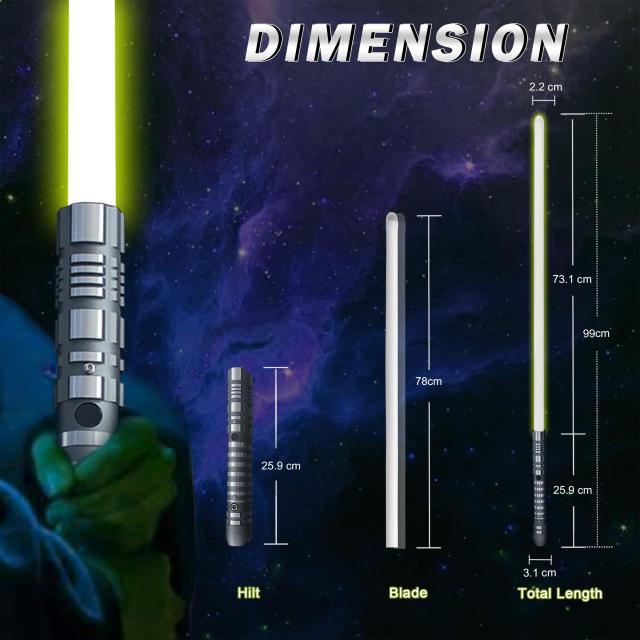 YDD ライトセイバー フルカラー16色切り替え 金属アルミニウム柄、 ゴースト プレミアム フォース FX ブラックシリーズ ライトセイバー 3