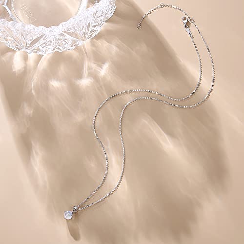 [FANCIME] プラチナ ネックレス レディース 天然石 ダイヤモンド ムーンストーン 一粒 6月 誕生石 ペンダント 女性 母の日 クリスマス 誕 FANCIME] プラチナ ネックレス レディース 天然石 ダイヤモンド ムーン