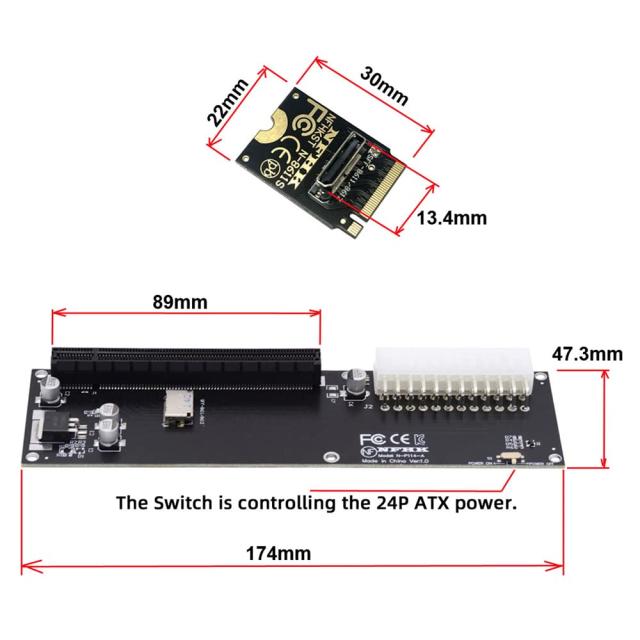 NFHK PCI-E 3.0 M.2 M-key to Oculink SFF-8612 SFF-8611 Host Adapter for GPD WIN Max2 External Graphics Card ＆ SSD_2