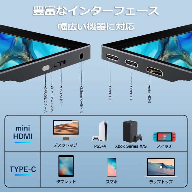 2023夏売り】モバイルモニター 15.6インチ モバイルディスプレイ