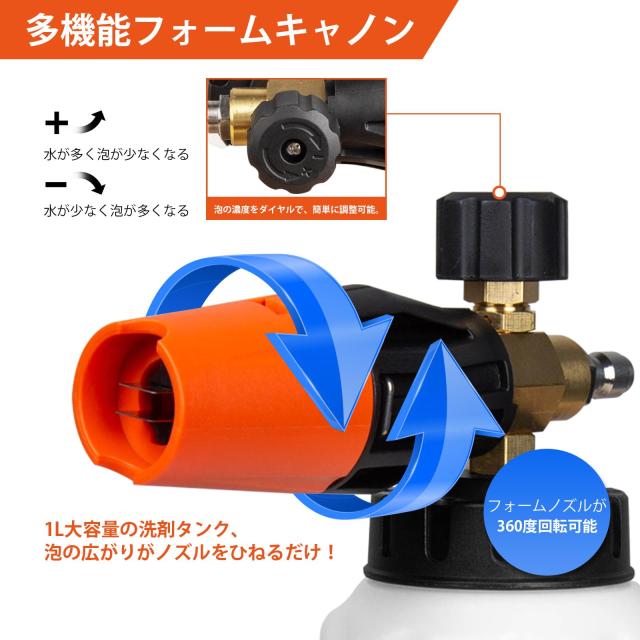 Kebtek MRP-001-A 高圧洗浄ショートガン 6in1洗車 フォームガン M22