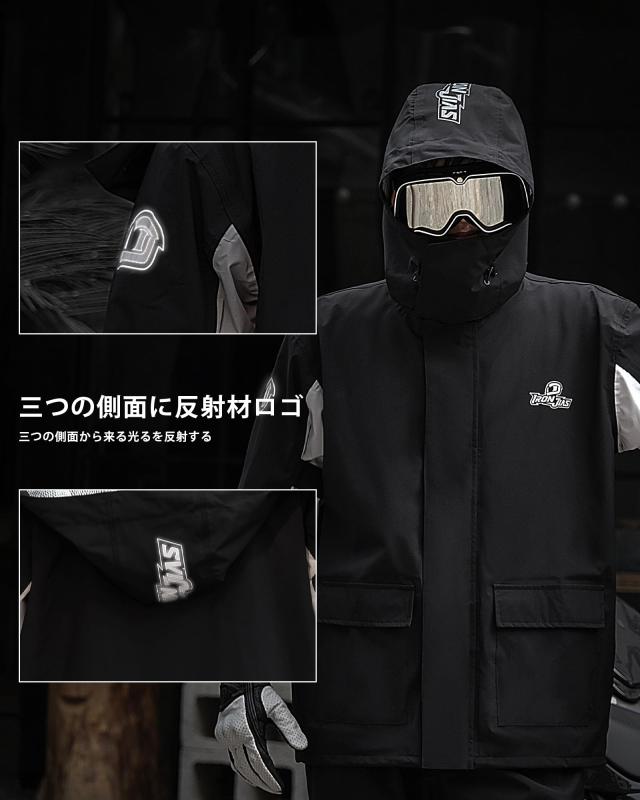 [IRON JIA’S] レインスーツ メンズ バイク用レインジャケット 上下セット レインウエア レインコート XLサイズ　自転車 防水 撥水 雨カッ_4