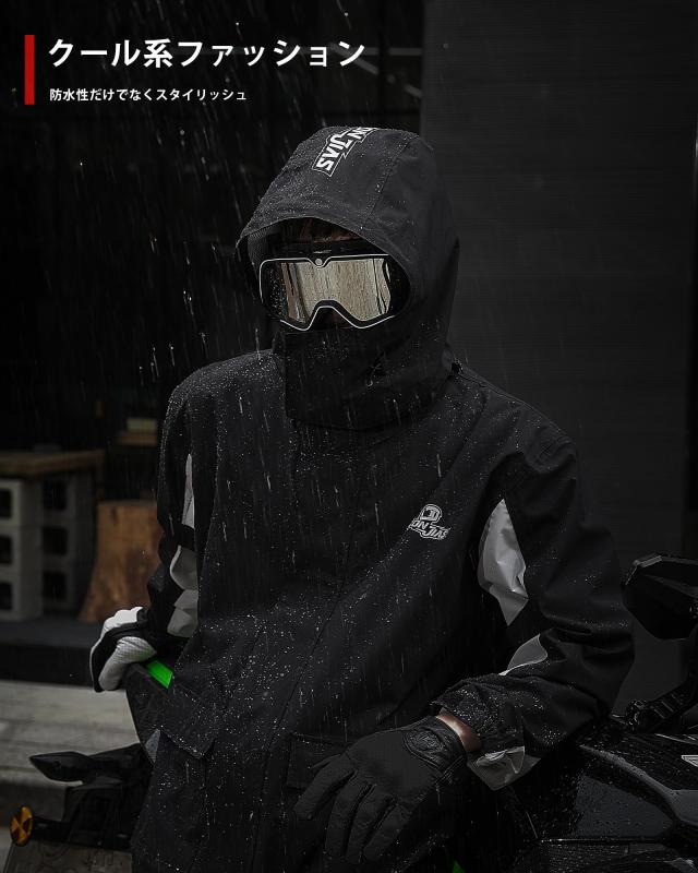 [IRON JIA’S] バイク レインウェア バイク用カッパ 上下セット シューズカバー付き メンズ レインコート レインスーツ 自転車 ゴルフ 作_6