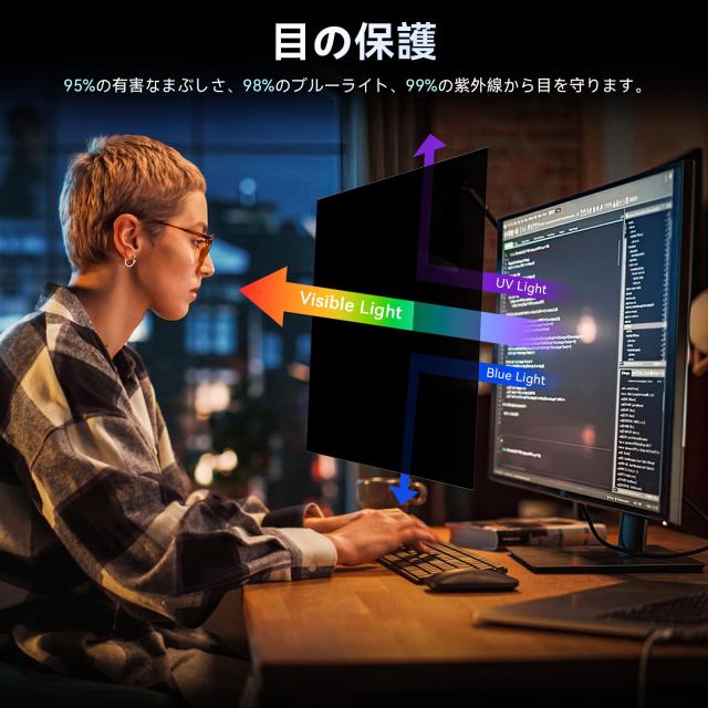 【2枚セット】23.8インチ 16:9 プライバシーフィルター ブルーライトカット PCフィルター 反射防止 覗き見防止 両面使用可能 PCモニター_2