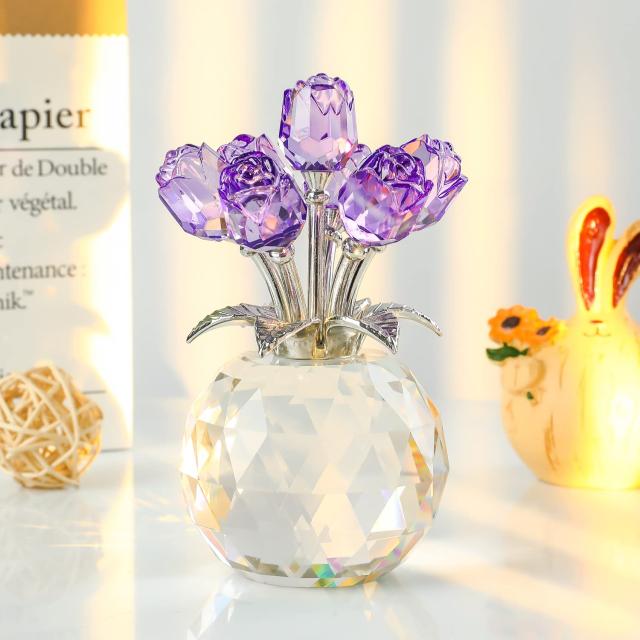 プレゼント クリスタル バラ 枯れない 花 薔薇 ギフト 結婚祝い 記念日 女性 結婚記念日プレゼント 女性 人気 K9クリスタル紫のバラギフト