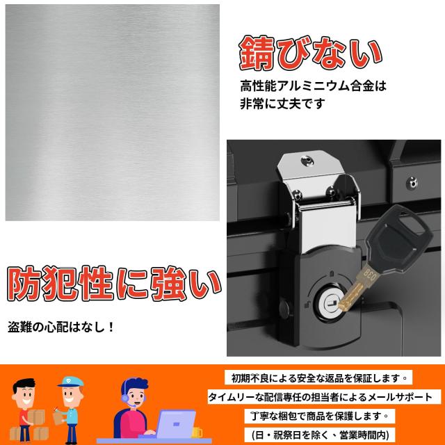 使い易い アルミ合金 バイクボックス ブラック リアボックス 46L 盗難 