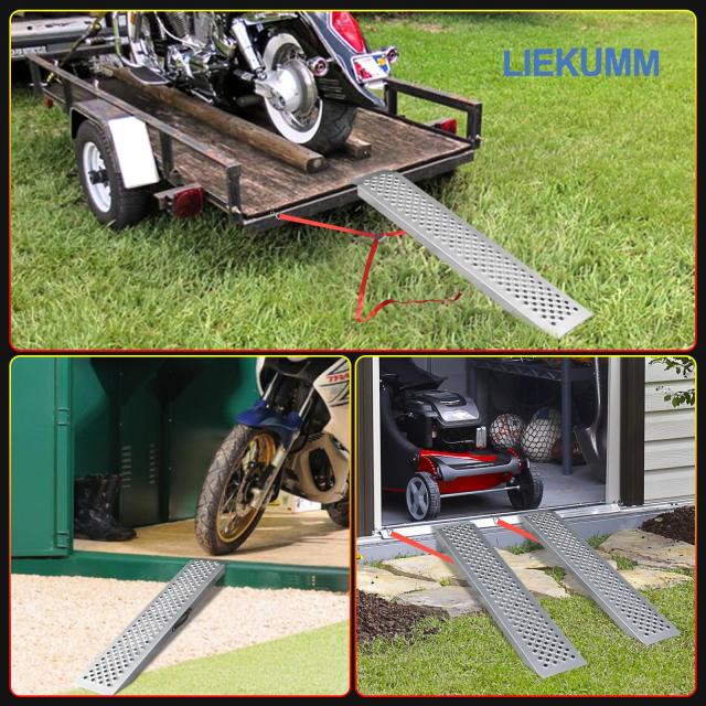 LIEKUMM ラダーレール バイク スロープ ローディングレール スチール製 耐荷重600？ 滑り止め 安定 耐久 手袋付き バイク積載 トラックロ_6