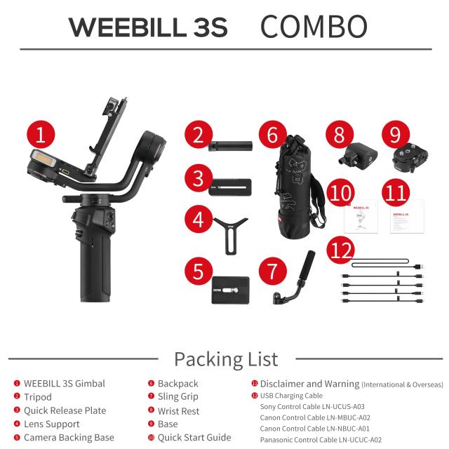 ZHIYUN Weebill 3S COMBO 3軸ジンバルスタビライザー 公式旗艦店] ZHIYUN Weebill 3S COMBO 3軸ジンバルスタビライザー