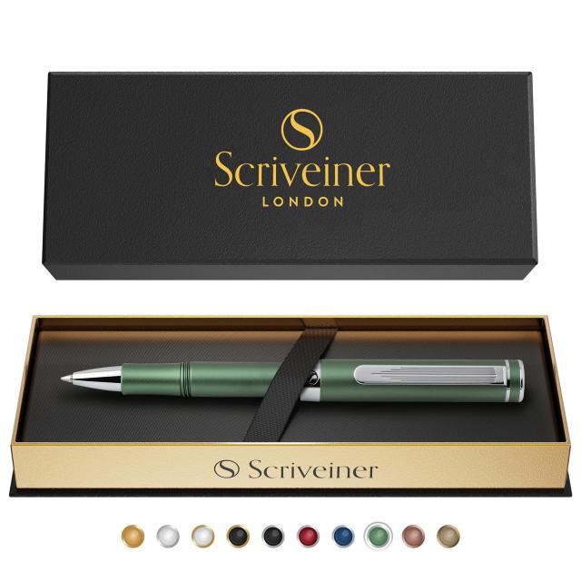 Scriveiner グリーン ボールペン EDC 高級 ペン 華やか 重厚感 素敵なクローム仕上げのポケット ペン 快適な書き心地 ペン 男性 女性への