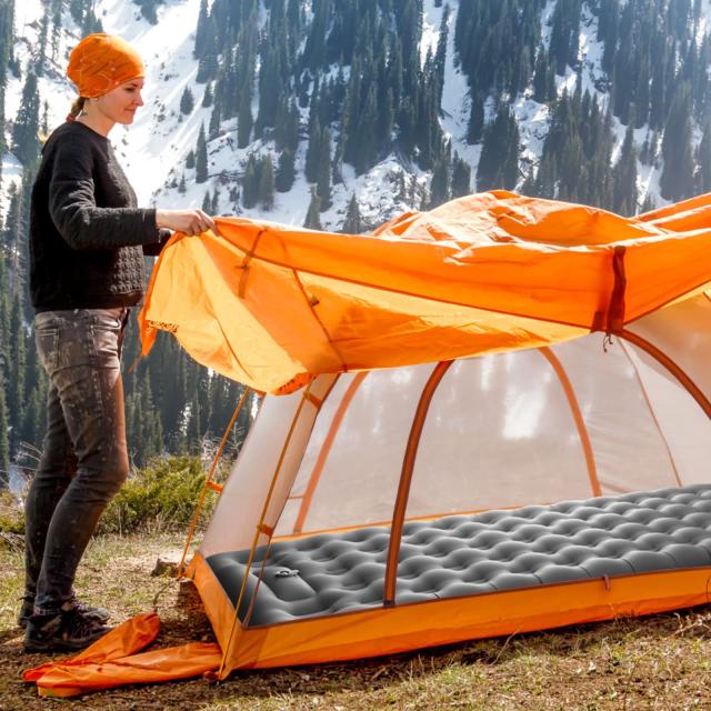 LAMA エアーマット キャンプ 足踏み式 コンパクト 9cm厚さ エアーベッド ダブル 車中泊 軽量 持ち運び便利 防水防潮 収納袋付き LAMA エアーマット キャンプ 足踏み式 コンパクト 9cm厚さ エアー