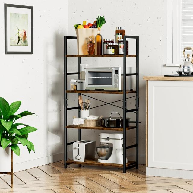 APPOLYN オープンシェルフラック 4段本棚 フリーラック棚、多機能収納ラック、幅60×深さ30×高120cm、木製ラック。寢室、リビングルーム_1