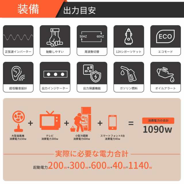 AIVOLT インバーター発電機 小型発電機 ポータブル発電機 定格出力1.1kVA 高出力正弦波 ガソリン発電機 50Hz/60Hz切替 過負荷保護  防音型の通販はau PAY マーケット - Treasure-Moments au PAY マーケット店 | au PAY マーケット－通販サイト