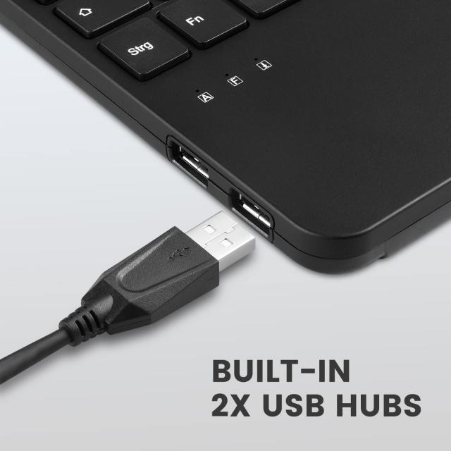 Perixx ペリックス PERIBOARD-526 US トラックボール付き有線ミニUSBキーボード - パンタグラフキー 28.4 x 18.2 x 2.8 cm 2USBハブ内蔵_2