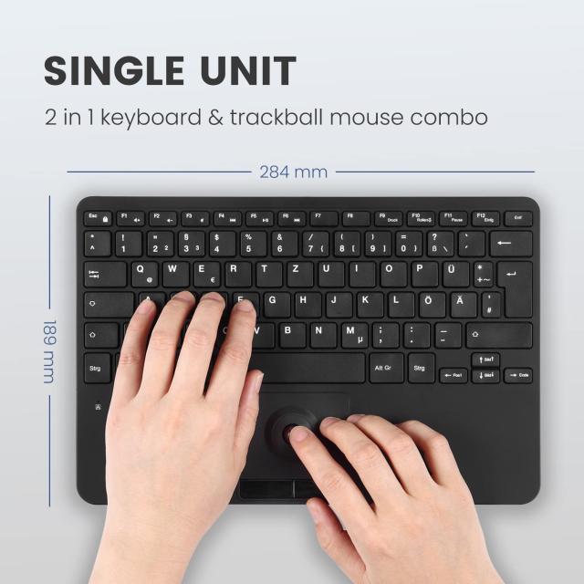 Perixx ペリックス PERIBOARD-526 US トラックボール付き有線ミニUSBキーボード - パンタグラフキー 28.4 x 18.2 x 2.8 cm 2USBハブ内蔵_4