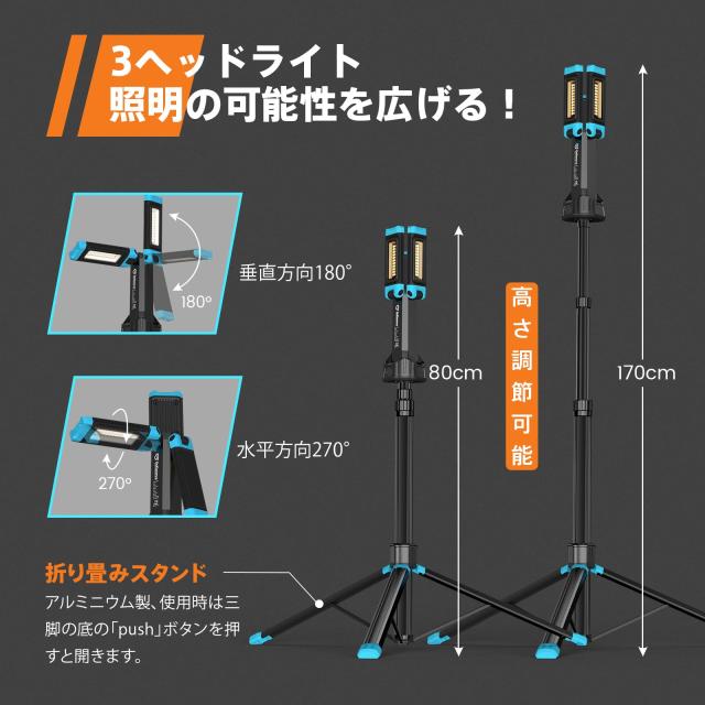 GoGonova LED投光器 5000lm高輝度 USB充電式作業灯/ワークラ GoGonova LED投光器 5000lm高輝度 USB充電式作業灯/ワークライト