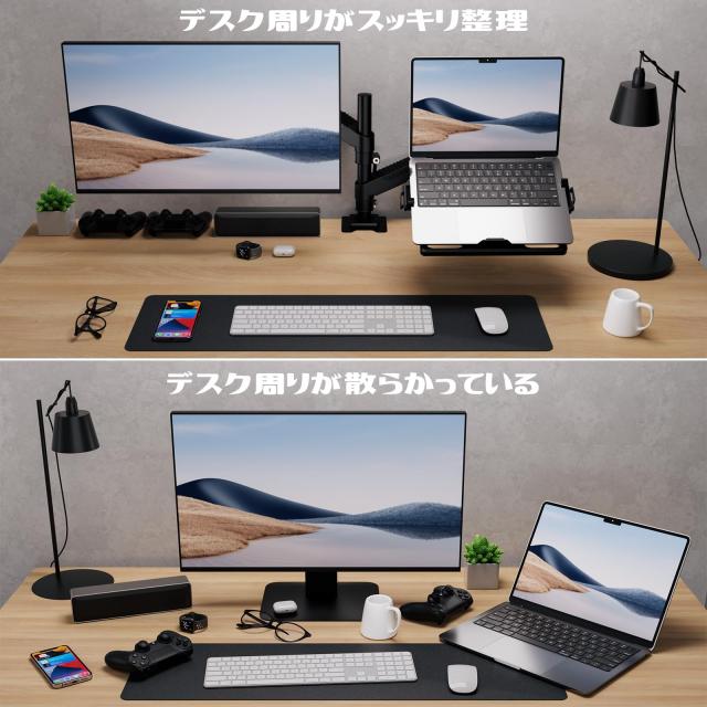 ロボロビン デュアルノートパソコンアーム ガススプリング 安定性UP 11-17インチ対応 高度12−60cm 角度自由に調整 グロメット式＆クラン_3