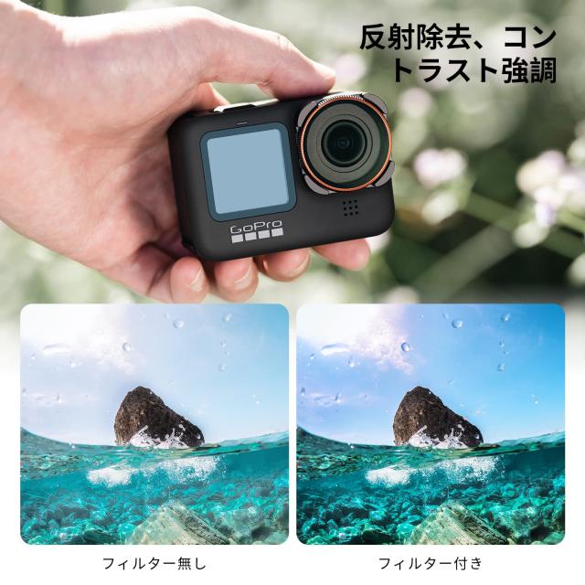 K＆F Concept GoPro Hero 12/Hero 11/Hero 10/Hero 9 Black用NDフィルターセット CPL+ND8+ND16+ND32+ND64+ND1000 3枚クリーニングクロス付_2