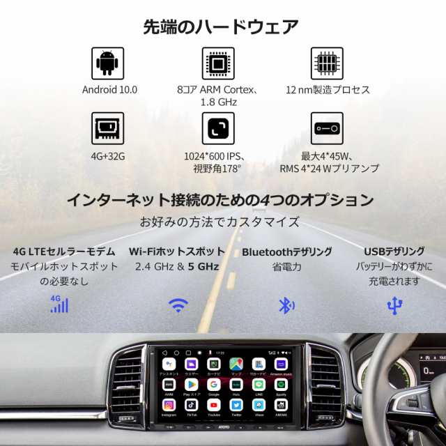 ATOTOT S8 MS 2 Din Android カーナビ, 7インチ ディスプレイ ...