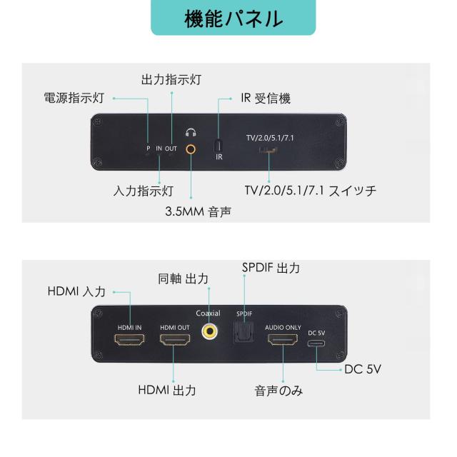 8K HDMI音声分離器 HDMI - HDMI+光学Toslink