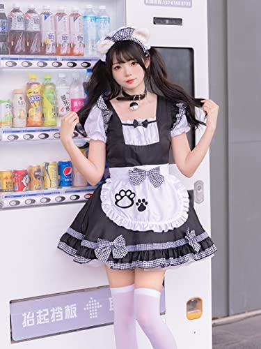 YAISHN] メイド服 猫 猫の爪 鈴付き首飾り ゴスロリ 人気 ピンク