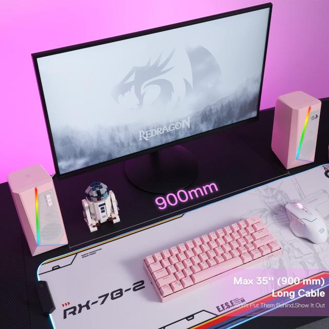 RGB デスクトップ ピンク スピーカー 2.0チャンネル PC ステレオスピーカー 6色LEDモード 強化されたサウンドとアクセ 並行輸入品 コンピュータースピーカー RGB ピンク ゲーム LED スピーカー PC 2.0用 有線 USB 電源ステレオ ボリュームコントロール  デュアルチャンネル マルチメディア AUX 3.5mm ノートパソコン デスクトップディスプレイ用 6W