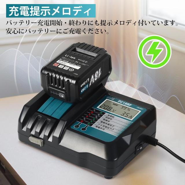 Abeden【冷却ファン搭載 マキタ DC18RF 充電器 互換品 ファンスイッチ 