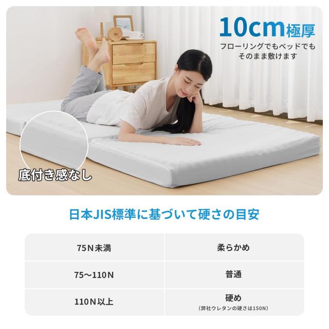 HOMFINE 高反発マットレス ダブル 三つ折り 極厚10cm 20D おりたたみマットレス 高反発 ベットマット 敷き布団 凹凸加工 体圧分散 程良い_3