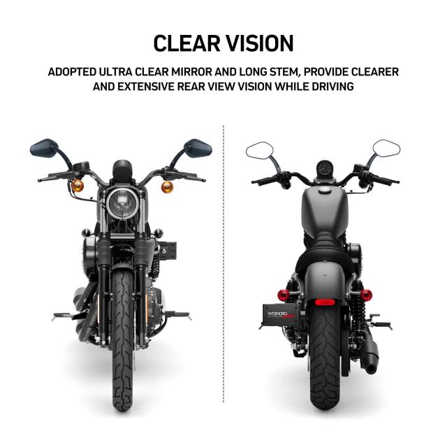 WTZMOTOオートバイクバックミラー 黒色 デュアルスポーツミラー 