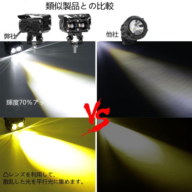色40Wスポットライト 40W ledフォグランプ 作業灯 オートバイ12V/24V対応 4連LED スポットライト Hi/Lo/ KAWELL 40W バイク フォグランプ フォグランプ led 作業灯 led ミニ
