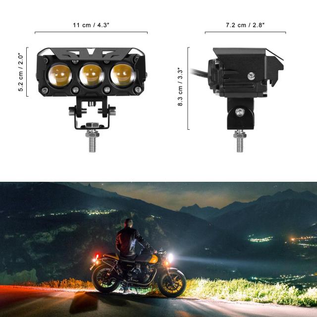 KAWELL 60W バイク フォグランプ フォグランプ led バイク ヘッドライト バイク補助灯バイク ヘッドライト led 2色切り替える ロービーム