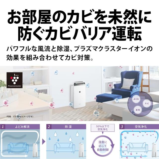 シャープ 衣類乾燥 除湿機 CV-R180-W コンプレッサー方式 18L/日 ハイパワータイプ プラズマクラスター7000 省エネ 強力除湿 部屋干し 消_4