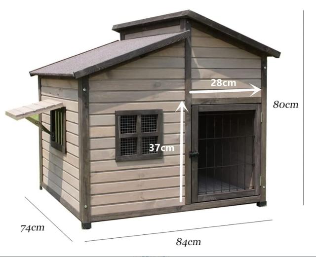 HPYWTJY 無垢材の犬小屋 屋外の木造犬小屋 大型犬小屋 屋外防水犬小屋 (L)_2