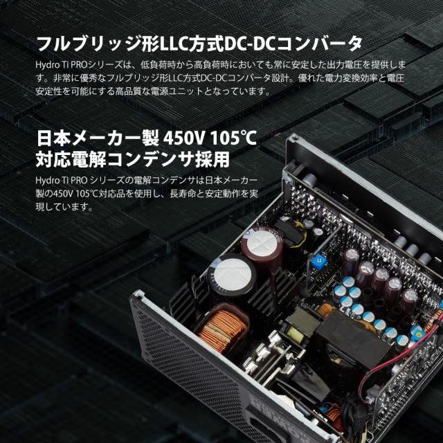FSP 80PLUS TITANIUM認証取得 ATX3.0規格 PCIe 5.0対応 フルモジュラー方式「Hydro Ti PRO」シリーズ850W電源ユニット [ HYDRO TI PRO 85_6