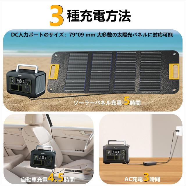 PurMars ポータブル電源 300 w (600 w ピーク)、288Wh (90,000mAh