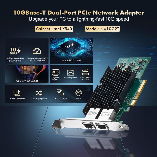 Binardat 2ポート 10G イーサネット PCIeネットワークアダプター Binardat 2ポート 10G イーサネット PCIe ネットワークアダプター